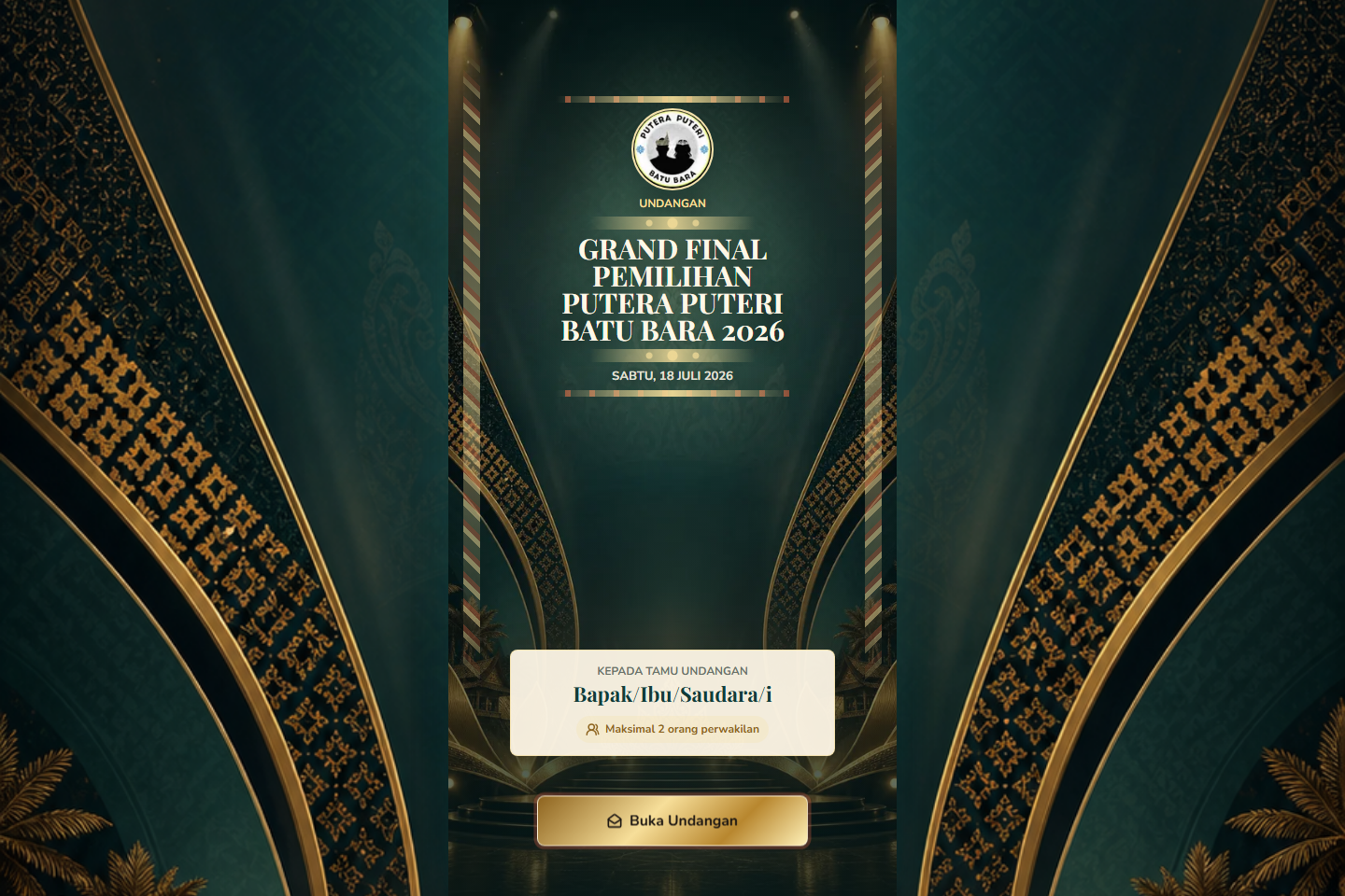 Tampilan undangan Grand Final Pemilihan Putera Puteri Batu Bara 2026